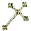 14K yellow gold Diamond and Emerald Cross Pendant (G/SI2, D-0.25ct.  Eme-0.50ct.)