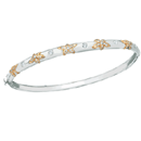 Two-Tone 14K Gold Flower Bangle (DIA-0.85CT)