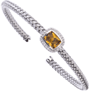 Rope Silver and Cushion Citrine Cuff Bracelets