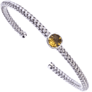 Silver with Round Citrine Cuff Bracelet