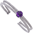 Silver with Amethyst Double Row Cuff Bracelet