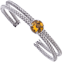 Silver with Round Citrine Cuff Bracelet
