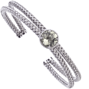 Silver with Round Green Amethyst Cuff Bracelet