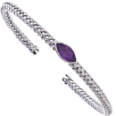 Silver with Marquise Shape Amethyst Cuff Bracelet 