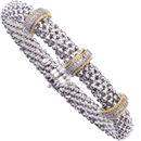 18K Yellow gold and silver with 0.14 ct. diamond  rope bracelet