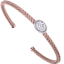 Pink plated and white sapphire cuff bracelet 