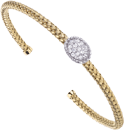 Yellow plated and white sapphire cuff bracelet