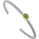 Silver and oval peridot cuff bracelet