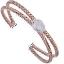 Pink plated and round diamonds cuff bracelet 