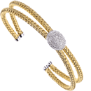 Yellow plated and round diamonds cuff bracelet 