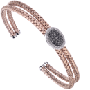 Pink plated and black round diamonds cuff bracelet 