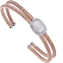 Pink plated and round diamonds cuff bracelet 