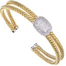 Yellow plated and round diamonds cuff bracelet
