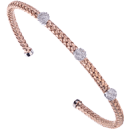 Pink plated and round diamonds cuff bracelet