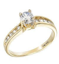 Channel-Set Round Brilliant-Cut Diamond Engagement Ring Setting in 14k Gold (SI2/G D-0.32ct.)
