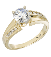 Channel-Set Round Brilliant-Cut Diamond Engagement Ring Setting in 14k Gold (SI2/G D-0.15ct.)
