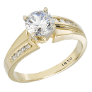 Channel-Set Round Brilliant-Cut Diamond Engagement Ring Setting in 14k Gold (SI2/G D-0.15ct.)