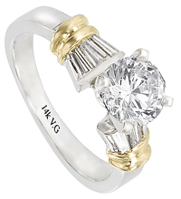 18K Two-tone Comfort Fit Engagement Ring (H-I/ G, D-0.38ct.).