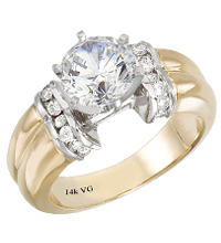 Channel-Set Round Brilliant-Cut Diamond Engagement Ring Setting in 18k Two-Tone (SI2/G D-0.50ct.)