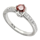14K White Gold Pink Diamond Comfort Fit Ring (SI2/G, D-0.07ct, PD-0.43ct.)