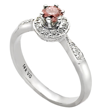 14K White Gold Pink Diamond Comfort Fit Ring (SI2/G, D-0.13ct, PD-0.27ct.)