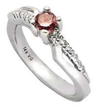14K White Gold Pink Diamond Comfort Fit Ring (SI2/G, D-0.32ct, PD-0.30ct.)
