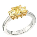 Platinum & 18K yellow gold Trapaz enhanced yellow colored diamond ring (enhanced yellow,SI1, 0.42ct)