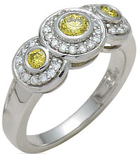 14K white gold and enhanced yellow colored diamond ring (enhanced yellow, G /SI1, SI2, 0.60ct)
