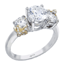 Two-Tone Three Diamond Ring Truly a Knockout (D-1.03ct.)