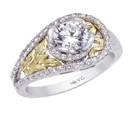 14k Two-Tone Gold Leaves Ring (D-0.36)