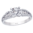 14K White Gold Round Diamond Split Prong Setting Engagement Ring 