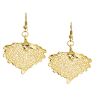 24 Karat Gold Overlay Cottonwood Leaf Earrings