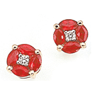 14K Yellow Gold Ruby Earrings (SI2/G, D-0.08ct, R-1.25ct.)