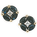 14K Yellow Gold  Sapphire Earrings (SI2/G, D-0.08ct, S-1.00ct.)