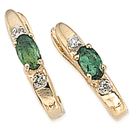 14K Yellow Gold Emerald Earrings (SI2/G, D-0.08ct, E-0.70ct.)