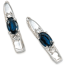 14K White Gold Sapphire Hoop Earrings (SI2/G, D-0.08ct, S-0.70ct.)