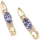 14K White Gold Tanzanite Hoop Earrings (SI2/G, D-0.06ct, Tanz-0.50ct.)