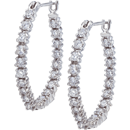 1.35 Cts. Diamond Oval Inside-Out Hoop Earrings in 14K White Gold
