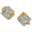 18K Two-Tone pair of diamond earrings (G /SI2,D-0.35ct)