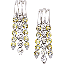 14K white gold and colored diamond earrings (G,enhanced yellow/SI2,SI1, D-0.70ct)