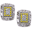 14K white gold and enhanced  yellow colored diamond earrings (G,enhanced  yellow/SI2, SI1, D-0.36ct)