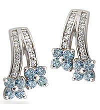 14K  white gold and  colored diamond earrings (G,enhanced blue/SI2, SI1, D-0.77ct)
