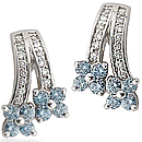 14K  white gold and  colored diamond earrings (G,enhanced blue/SI2, SI1, D-0.77ct)