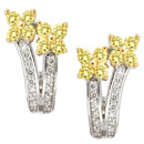 14K Two-Tone and yellow colored diamond earrings (G,enhanced yellow/SI2, SI1, D-0.78ct)