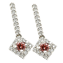 14K White Gold Pink Diamond Comfort Fit Earrings (SI2/G, D-0.19ct, PD-0.15ct.)