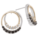14K Two-Tone Black Diamond Journey Earrings 