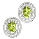 14K White Gold semi precious Peridot pair of earrings (G/SI2, D-0.85ct. PER-8x6. ), 