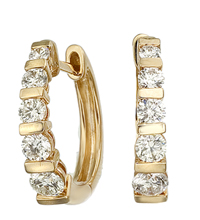 14K Yellow gold pair of diamond hoop earrings (G /SI2,D-1.08ct)