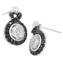 0.58 Ct Black & White Diamond Earrings in 14K White Gold 