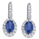 Sapphire and Diamond Hoop Earrings in 14k White Gold (D-0.48ct.  S-1.34)